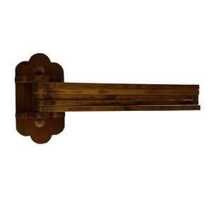 Wooden Wall Mounted Drying Display Rack Laundry 5 Arm Brown Vintage Swing Arm